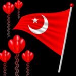 The Turkish flag is flying in red with a white crescent and star.